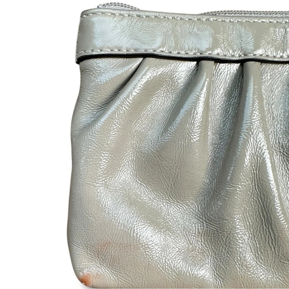 Coach Neutral Patent Leather Small Wristlet Clutch Purse